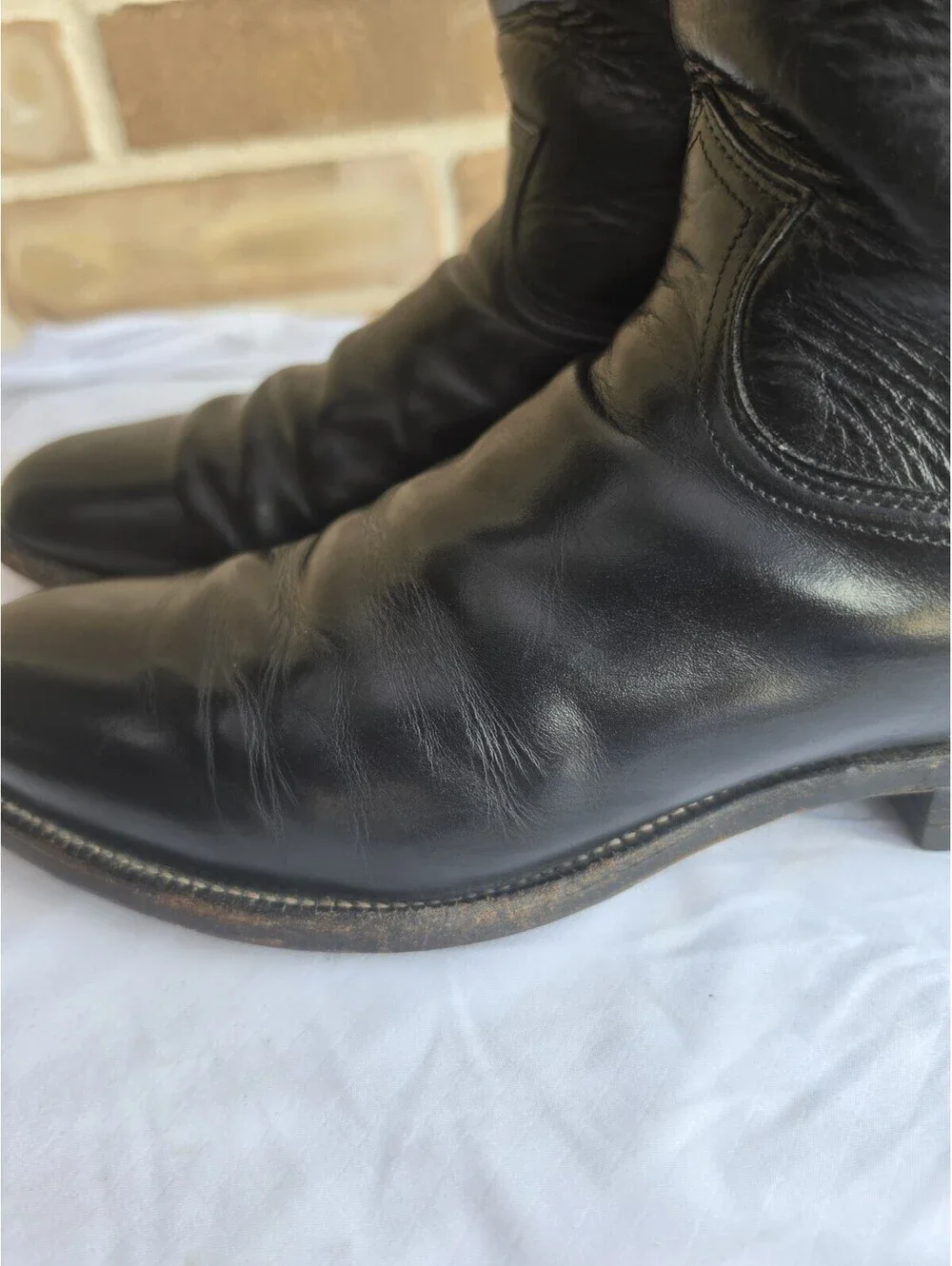 Vintage Justin Roper Boots Mens 10.5 D Black Leather Cowboy Western USA 3133